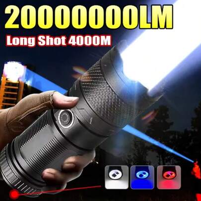 Lanternă LED super luminoasă 20000000LM, putere mare, USB reîncărcabilă, portabilă, COB, lampă flash, camping în aer liber, urgență, Zoom, lampă de mână, lanternă de pescuit