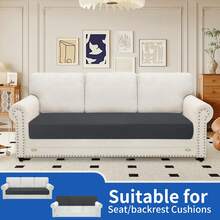 YSTYLE 1 Piece Solid Color Sofa Cover, Modern Stretch Polyester Universal Non-Slip Washable Soft Stain Resistant Sofa Cushion Covers For Living Room - Dark Grey - View 5
