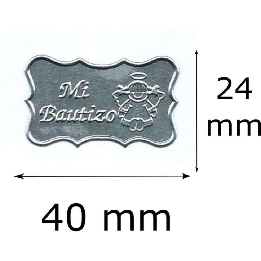 50 Placas de Repujado para Bautizo Rectangular Niña,39541799 - Multicolor - Ver 1