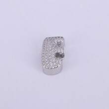  1pc New Silver Color Cubic Zirconia A-Z Initial Alphabet Charm Big Hole Beads,26 Alphabet Letter Pendant Jewelry Accessories - Silver - View 11