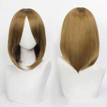 Karida 14-Inch Synthetic Fiber Cosplay Wig With Bangs, Layered Straight Hair, Unisex Cosplay Wig, High Density, Natural-Looking Cosplay Wig For Men And Women