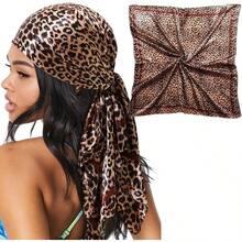 35" Large Satin Head Scarf For Women Silk Hair Scarf Solid Color Hair Bandana For Night Hair Wrap Sleeping - 棕色 - 查看 1