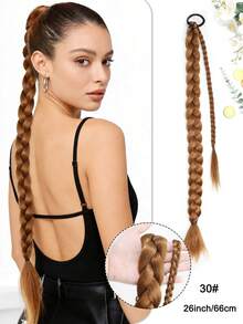 18-30 Inch Braided Ponytail Hair Extensions, Natural Soft Synthetic Hair Piece, Suitable For Holiday Cosplay And Daily Wear - Linen Gold - View 12