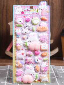 3D Cute Animal Panda, Rabbit And Cat Paw Foam Stickers, Stress Relief Stickers, Decorative Stickers, Suitable For Water Bottles, Keyboards, Tables, Children's Rewards, 3D Scrapbooking Sticker Toys