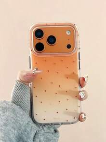 Gradient Orange Star Design Minimalist Korean Style Phone Case Compatible With IPhone 17 Pro Max, 16 Pro, 15 Pro, 14, 13, 15, Silicone Full Coverage Luxury Feeling - Orange - View 1
