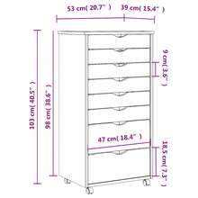 vidaXL Armoire roulante avec tiroirs MOSS blanc bois de pin solide - Blanc - Voir 10