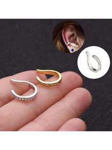 1pc Minimalist Zirconia Ear Cuff, Earring For Non-Pierced Ears, Fashion Jewelry - Ear Clips - View 9