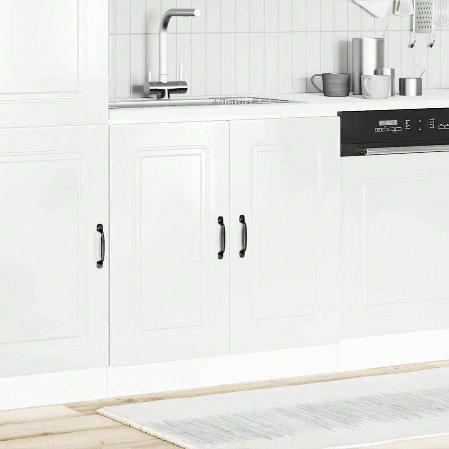 vidaXL Mobile basso per évier Kalmar bianco brillante 80x46x81,5 cm - Bianco - Visualizzare 1
