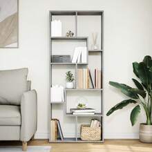 vidaXL Étagère séparée de pièce gris béton 67x25x161,5 cm - Gris - Voir 3