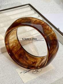 6pcs Set Exaggerated Asymmetrical Resin Semi-Transparent Bracelet For Women, Unique & Versatile - Multicolor - View 9