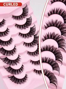 Seven Pairs Of False Eyelashes, Soft And Natural Style, Cat-Eye False Eyelashes With Waterproof Fox Fur, Fluffy Wing-Shaped Eyelashes, Natural Makeup Effect, Cross-Line Long Full-Length Style, Suitable For Daily Makeup And Party Styling. - Cat Eye Lashes - View 7