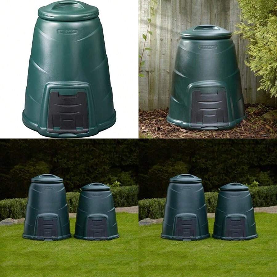 Invopak 220L  Plastic Garden Composter Bin With Hatch And Windproof Lid Ready To Use - Green - Green - View 1