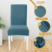 Ystyle Chair Covers With Backrest 4/6 Pieces, Kitchen Chair Covers, Stretch Chair Cover, Universal Dining Room Chair Covers, Washable Removable, Easy To Clean - Teal Blue - View 4