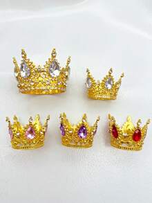 1件巴洛克风格圆形金属皇冠发饰，成人生日皇冠，女王皇冠，生日派对装饰，情人节配饰