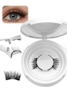 1 Pair Magnetic Eyeliner & Eyelashes Kit, Easy To Use Without Glue, Reusable False Lashes Tool, Suitable For Travel, Business Trip, Date, Hotel - Multicolor - View 10