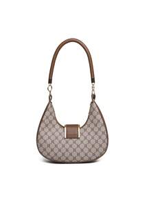 Retro Fashionable Chic Niche One Shoulder Underarm Leopard Print Commuter/Gift Crescent Moon Bag - Grey - View 6