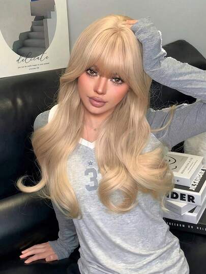 1 Synthetic Heat-Resistant Blonde Curly Wig, Made Of Fiber, Suitable For Daily Use, With Natural And Realistic Appearance (Excluding Accessories).