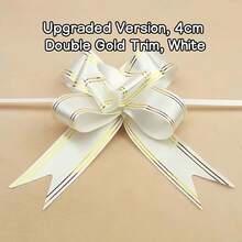 10 piezas/paquete Lazo de organza con diseño de copos de nieve, cinta, envoltura de regalo floral, volante hecho a mano, fiesta navideña, boda, coche de boda (entrega de estilo aleatorio) - Blanco - Ver 11