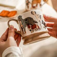 陶瓷马克杯，创意高端复古狗狗可爱艺术小众高品质茶杯水杯 - 彩色 - 查看 4