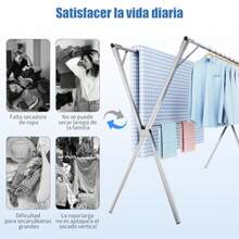 Tendedero Plegable para Ropa 130-200cm Tendedero Plegable Retráctil Tubería Reforzada Portátil Tendedero Ajustable con 30 Ganchos Ahorra Espacio para Interior Exterior - 2M/78'' - Ver 1