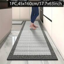 A Long, Minimalist Diatom Mud Kitchen Mat That Is Non-Slip, Absorbent, And Suitable For Use In Dining Rooms, Bathrooms, And Entryways. - Black - View 13