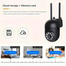 1080P HD WIFI Security Camera, Indoor 355° Night Vision Camera, Two-Way Audio Home Security Camera, 2.4G Home Security System, AI Motion Detection, Color Night Vision, HD Camera, Indoor Surveillance Camera - 黑色 - 查看 4