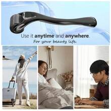 Beard Roller 0.25mm, Leather Roller, Beard Roller, Roller For Skin And Hair Care For Men And Women - 黑色的 - 查看 5