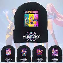 1pc KPOP Witch Hunting Girl Group Knitted Beanie, Cartoon Print Cuffed Warm Winter Hat, Suitable For Outdoor Use - Multicolor - View 2