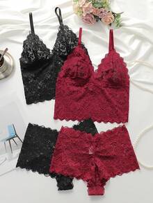 2 sets de 4 piezas de camisetas de tirantes con escote en V profundo estilo europeo y americano, con forro desmontable y sin aros - Multicolor - Ver 8