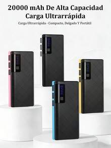 Cargador Portátil Rápido de 20000Mah 5V2A, Cargador de Teléfono Multifuncional de Alta Capacidad, Cable Desmontable 4 en 1, Luces LED Ultra Brillantes, Batería Esencial para Viajes, Pantalla Inteligente Digital, USB-C - Multicolor - Ver 11