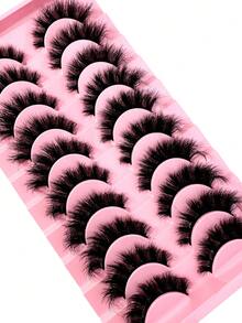 LYBCG New 10Pairs D Curl Volume Russian Volume Natural Fluffy Faux Eyelashes,Classic Cat Eye Mink False Eyelashes, Cross Wispy Dramatic Volume 5D Faux Eyelashes, Soft & Natural-Looking Eyelash Extension Makeup For A Natural Look Strip Lashes,Lashes,Eyelashes,Fake Lashes-D11 - màu đen - Xem 2
