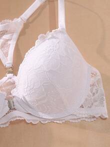 MIMILEMON 2pcs/Set Front Closure Lace Underwire Push-Up Bra Set - Sexy Back Design, Comfortable Supportive Fit, Suitable For Daily And Sexy Looks - Multicolor - View 4