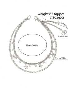 1 件时尚多层水钻链腰链，男士个性化身体链，用于裤子装饰