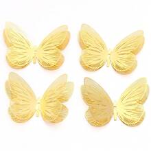4pcs/Pack 3D Hollow Lattice Iron Butterfly 50mm Double Layer Shoes, Hats, Jewelry Decor Accessories, DIY Elegant Hair Clips, Earrings, Necklaces, Bracelets Decoration - Hollowed-out Silk Butterfly - View 9