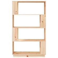 vidaXL Biblioteca/separador de peças 80x25x132 cm pino sólido - Castanho - Ver 3