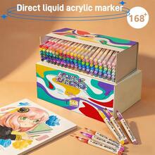 12/24/36/168 Cores Canetas Marcadoras Líquidas de Acrílico, Estudante Arte Profissional Desenho Ponta Macia Marcadores Coloridos, Compacto Papel Empilhável Para Livros de Colorir DIY, Adequado Para Vidro, Pedra, Arte Corporal À Prova D'água, Essencial Volta às Aulas - Multicolorido - Visão 2