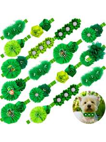 5件套绿色圣帕特里克节小型和中型犬专用多头领带装饰，适合美容摄影装饰领带花，舒适优雅的装饰配件，款式随机 - 彩色 - 查看 6