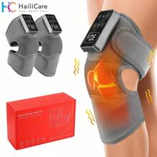 Hailicare 无线电动膝关节按摩器，3种振动模式，5级加热，肩肘关节加热按摩器，关节肘膝加热垫，热疗膝关节按摩器，缓解疼痛，关节炎及肌肉放松，情人节礼物 - 灰色 - 查看 1