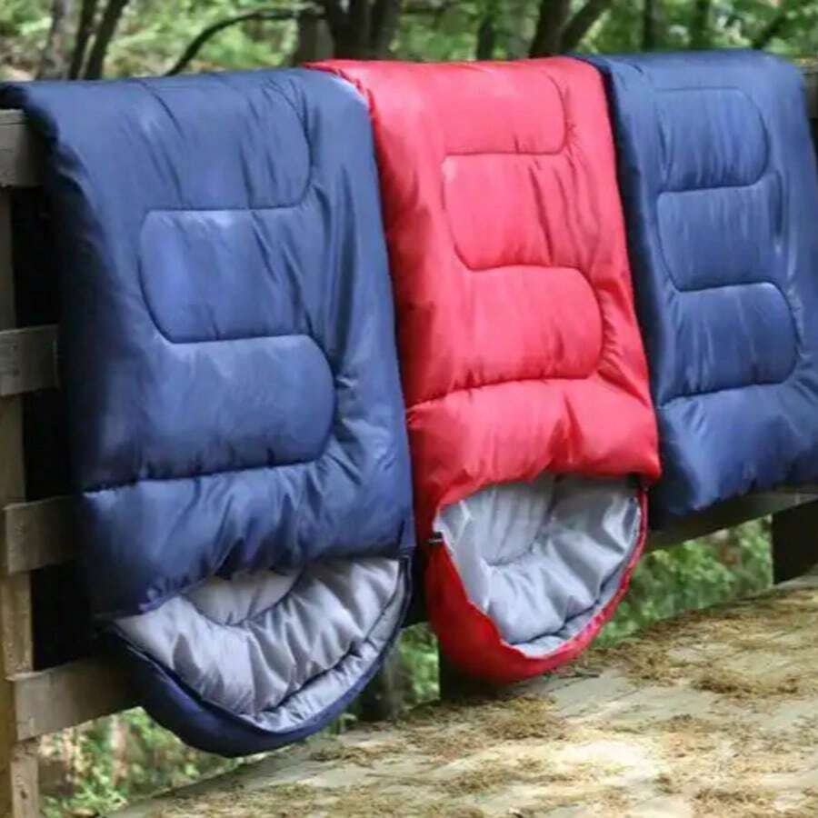 1个1600克露营睡袋，加厚保暖带帽睡袋，适合春、秋、冬季露营、徒步旅行、户外旅行。 - 彩色 - 查看 1