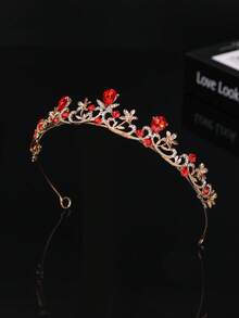 1pc Women's Fashion Princess 3D Crown Rhinestone Headband, Elegant Birthday Hair Accessory, Bride To Be, Party, Tiara