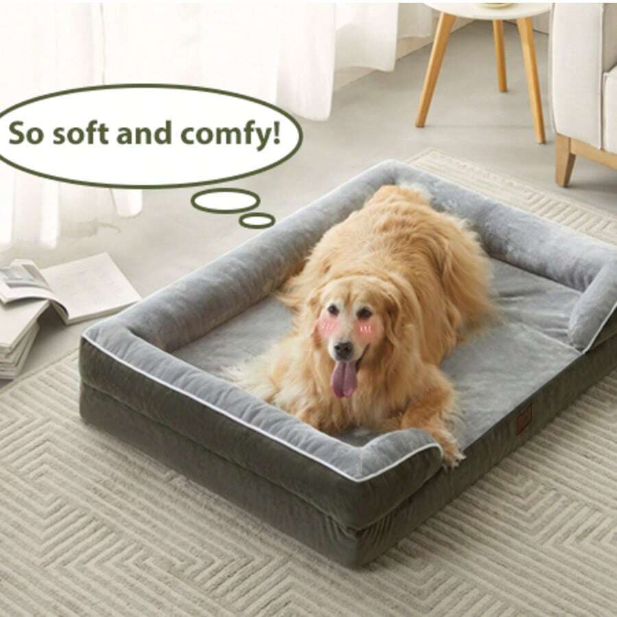 Pet Beds For Large Dogs, Dog Bed For Large Dogs, Big Dog Bed For Large Dogs, Xl Dog Beds For Extra Large Dogs Washable, Dog Beds Large, Xl Dog Bed Washable, Washable Waterproof Dog Bed, Dog Bed For Large Dogs - Orthopedic High Quality Puppy Beds With Removable Washable Cover, Egg Crate Foam Pet Mat, Suitable For Pet Up To 65 Lbs, Dog Bed, Dog Beds Large Sized Dog, Pet Bed, Dog Beds,Dog Beds Large Sized Dog,Large Dog Bed, Dog Bed Large, Dog Bed Orthopedic, Large Dog Beds, Dog Bed Large Size Dog, Large Dog Beds With Washable Covers, - Xám - Xem 1
