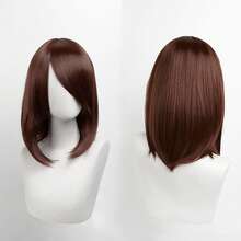 Karida 14-Inch Synthetic Fiber Cosplay Wig With Bangs, Layered Straight Hair, Unisex Cosplay Wig, High Density, Natural-Looking Cosplay Wig For Men And Women
