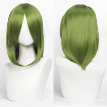 Karida 14-Inch Synthetic Fiber Cosplay Wig With Bangs, Layered Straight Hair, Unisex Cosplay Wig, High Density, Natural-Looking Cosplay Wig For Men And Women