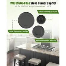 W10832694 Gas Stove Burner Cap Set Fit For  Range Stove Burner Replace W10597133 AP5988633 PS11727796 4363154 5 Pcs - As Pic - View 2