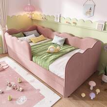 Cama individual 90x190cm con stretch, cuna, sábanas, sin colchón, multicolor opcional. - Rosa - Ver 3