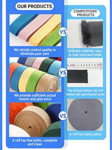 1卷长236英寸/393英寸、宽0.98英寸/1.47英寸的帆布背包带，带包装布，编织带，米色编织牵引绳，宠物背带 - 彩色 - 查看 6