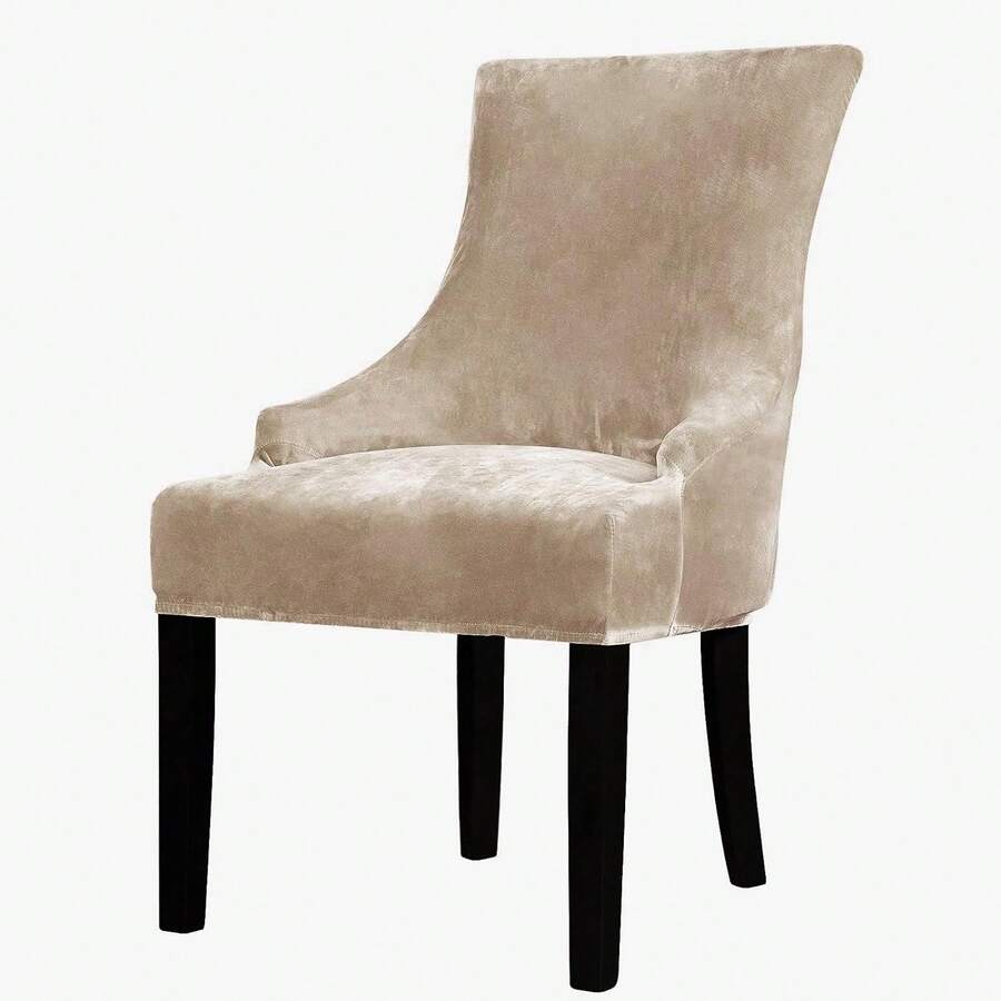 Stretch Wingback Chair Cover - Reusable Side Chair Slipcover, Accent Chair Protector Dining Room, Banquet, Home Decor (Silver, 2PC) - 02 Màu nâu xám nhung - Xem 1