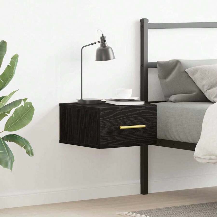 vidaXL Comodino Chêne nero 35 x 35 x 20 cm Legno d'ingénierie - nero - Visualizzare 1