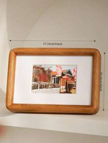 1pc Premium Mortise And Tenon Structure Wooden Photo Frame, Desktop Frame, Creative Wooden Frame, Birthday Or Graduation Gift - Teak - View 8