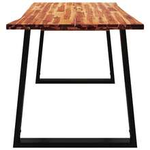 vidaXL Table à manger 140x80x75 cm bois d'acacia solide à bord vif - Tabac - Voir 5